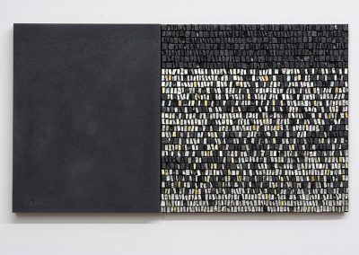 Joanna Kessel, '(In)visible Cities: Interface IV’, Gold leaf smalti, smalti, marble, Jesmonite, pigment. 36x64x3cm. 2017.